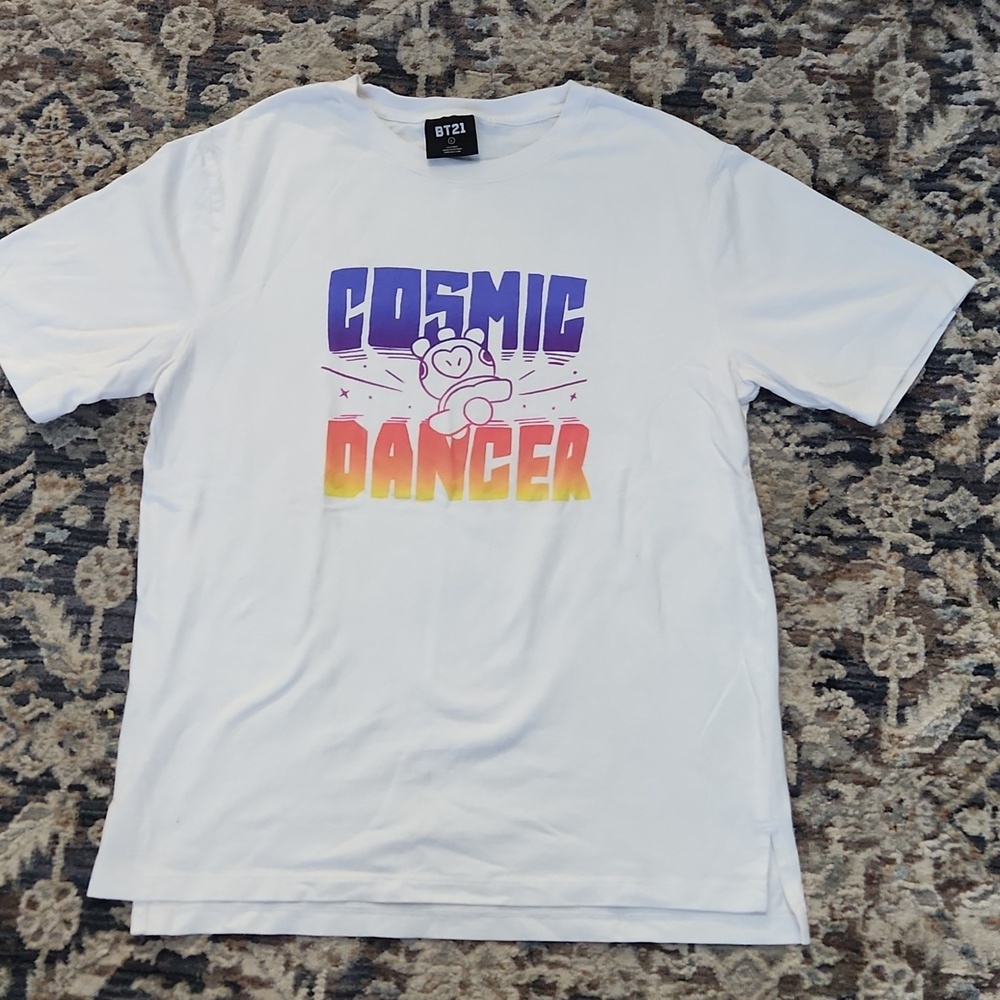 Bt21 Cosmic Dancer Unisex Cotton Graphic T-Shirt - White